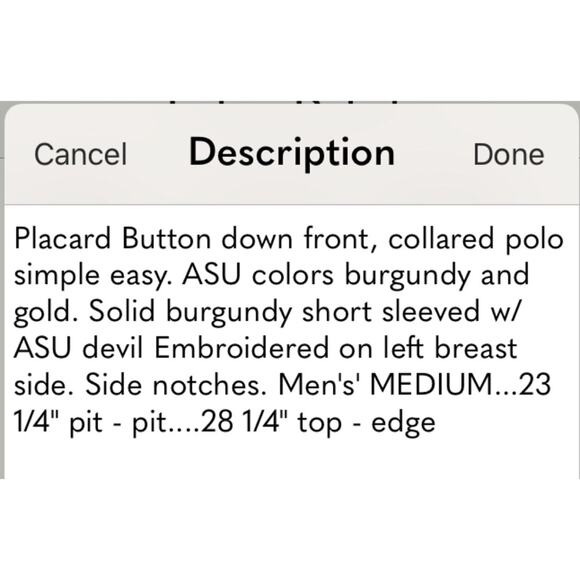 ASU FANS TEAM Colors polo shirt collared SMALL - Picture 7 of 7